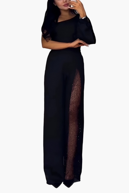 Dam Jumpsuit med Vida Ben och Enaxlad Design för Fest och Kväll