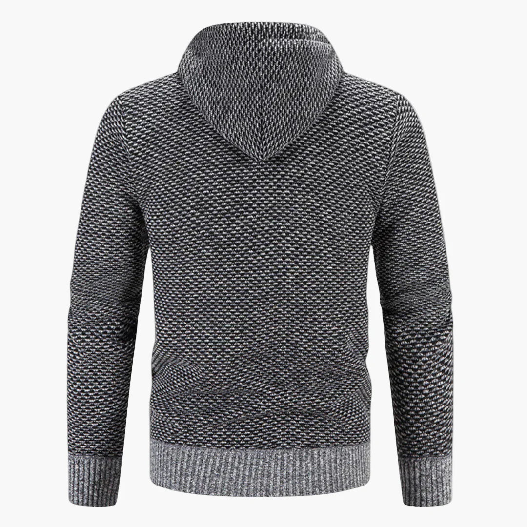Herrar Stickad Hoodie med Dragkedja – Varm och Stilren för Höst och Vinter