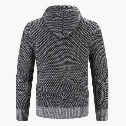 Herrar Stickad Hoodie med Dragkedja – Varm och Stilren för Höst och Vinter