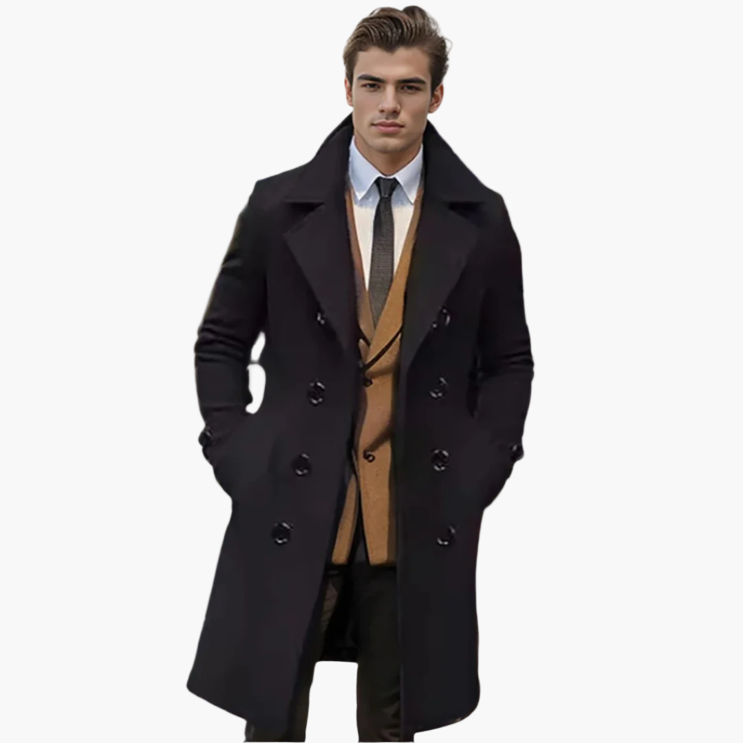Herrrock – Elegant Lång Kappa för Män, Modern Stil, Perfekt för Fest och Vardag