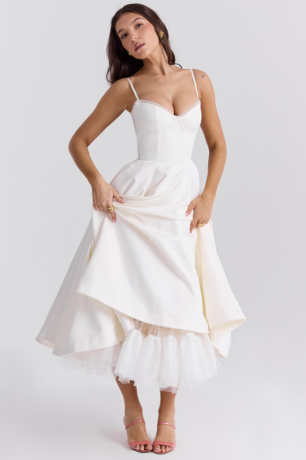 Damklänning Festklänning Elegant Vintage Stil Balklänning med Markerad Midja och Vid Kjol