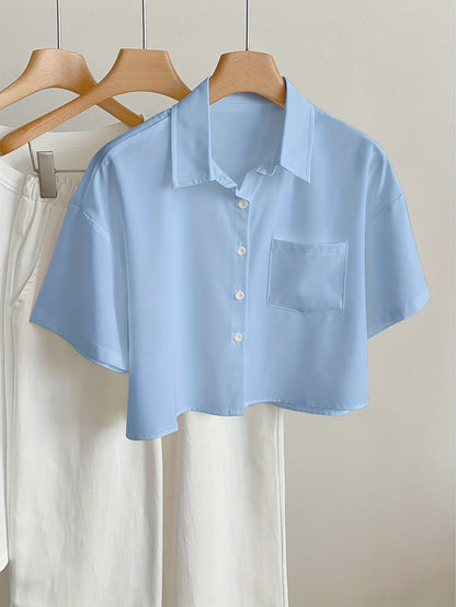 Dam Blus Kortärmad Skjorta Med Modern Cropped Passform För Vardagsbruk