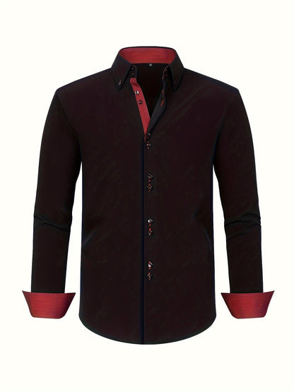 Herrskjorta Elegant Affärslook Långärmad Slim Fit – Perfekt för Kontor och Fest