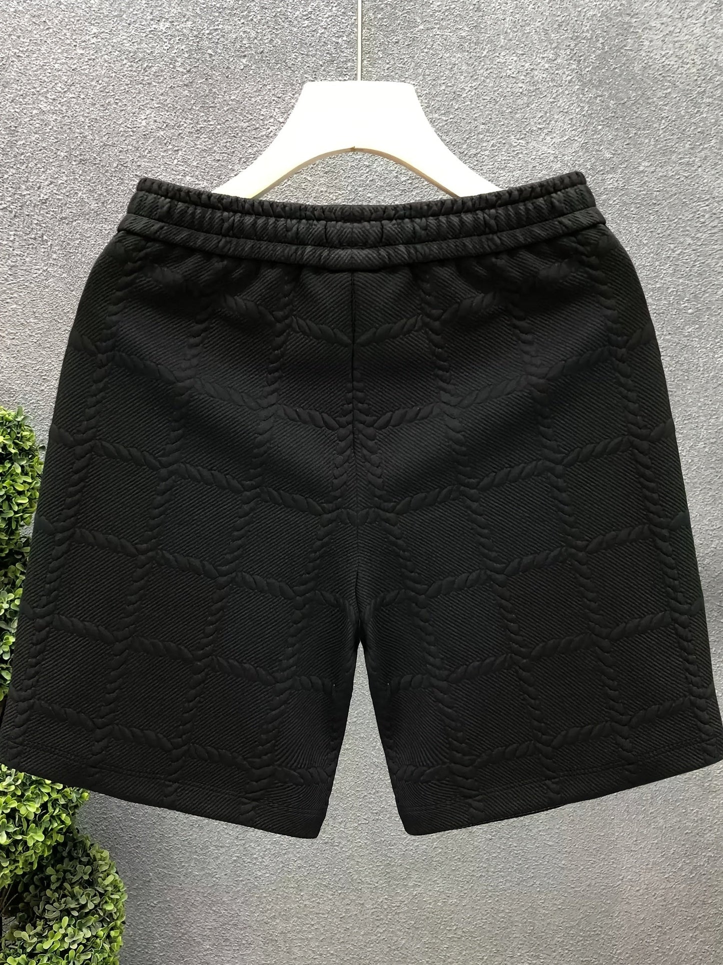 Herrshorts med Präglat Rutmönster – Modern Sportig Stil för Fritid och Träning