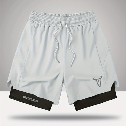 Herr Träningsshorts Sport Regular Fit med Fickor och Geometriskt Mönster