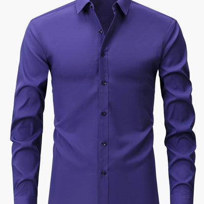Herrskjorta Elegant Slim Fit Långärmad för Vardagsbruk och Fest