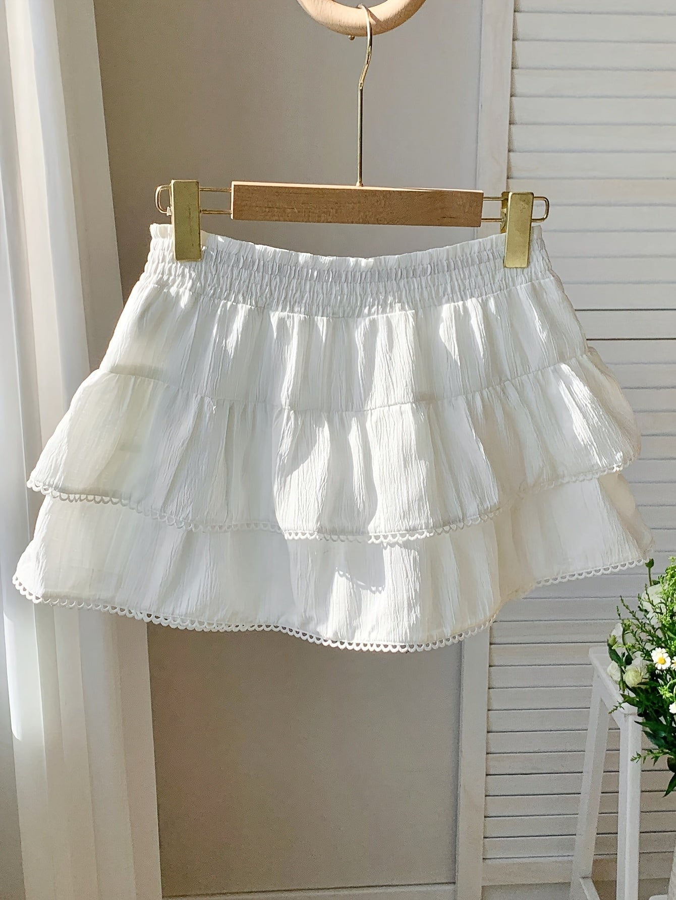 Dam Kjol Mini Volang Romantisk Sommar Fest