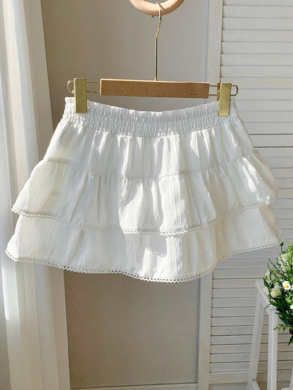 Dam Kjol Mini Volang Romantisk Sommar Fest