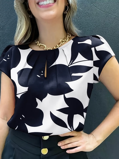 Dam Blus Kortärmad Elegant Kontorsstil Lös Passform