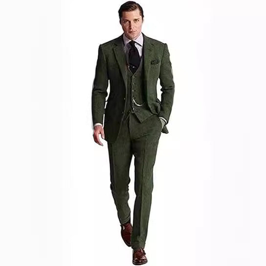 Herr Klassisk Tredelad Kostym Affär Slim Fit – Elegant Stil för Kontor och Fest