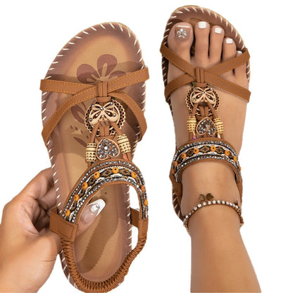 Jennifer – Blommiga Sandaler med Strass