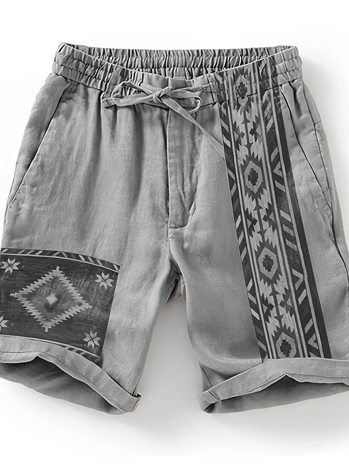 Herrshorts med etnisk och geometrisk design – Trendiga avslappnade shorts för sommar och semester