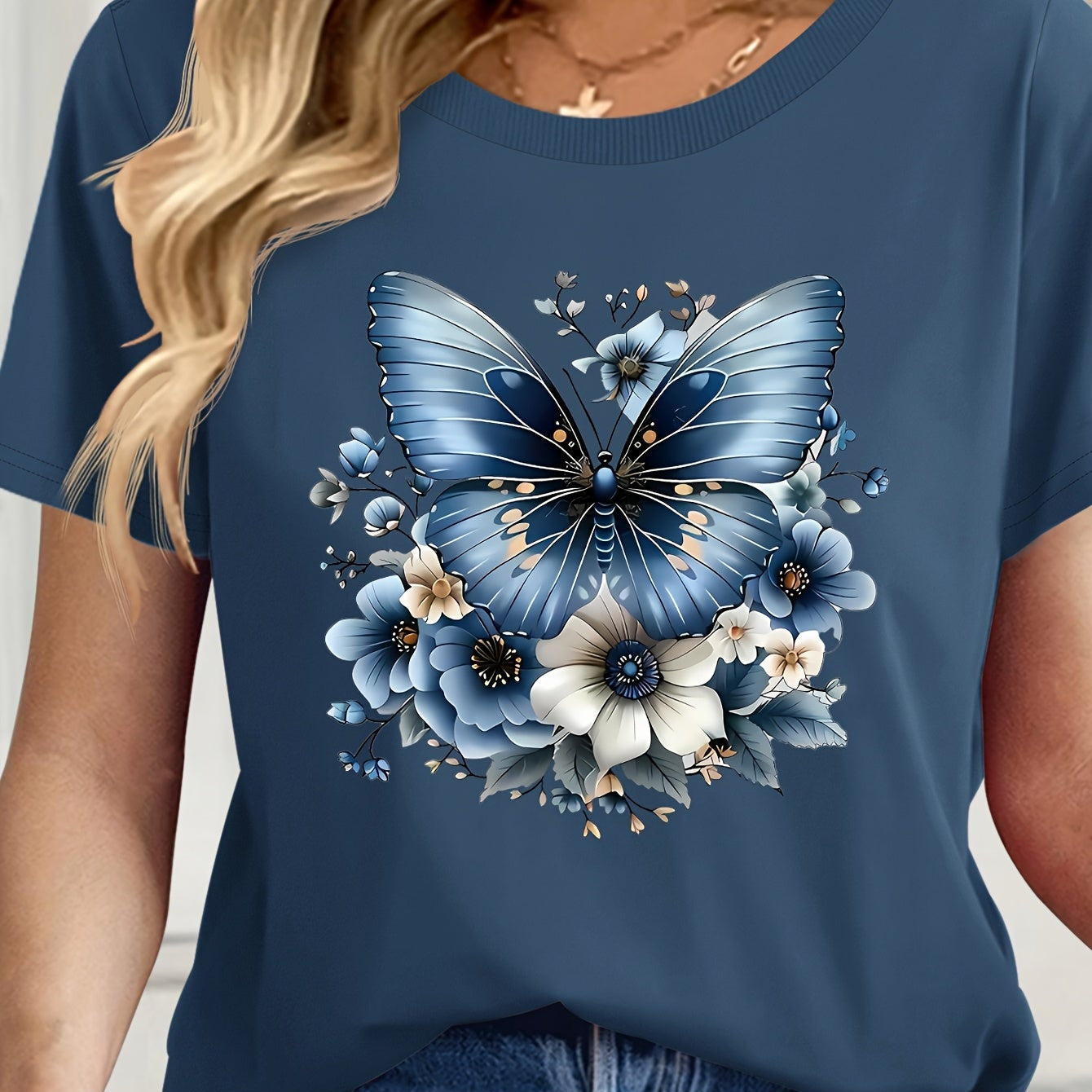 Dam T-shirt Kortärmad Avslappnad Vardagsstil