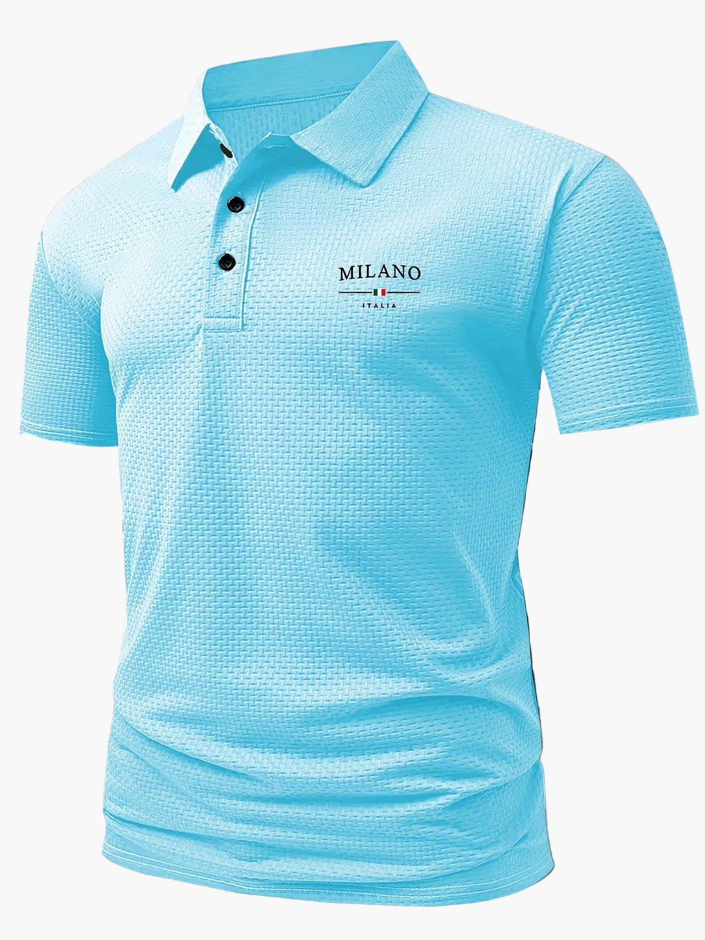Herr Pikétröja med Geometriskt Mönster och Klassisk Krage – Perfekt för Sommar och Casual Stil