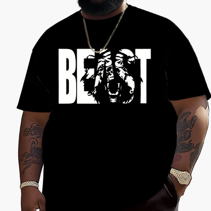 Herr T-shirt med BEAST-tryck – Trendig och avslappnad stil för stora storlekar