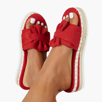 Dam Sandaler med Rosett, Plattform, Slip-in, Perfekt för Sommar och Semester