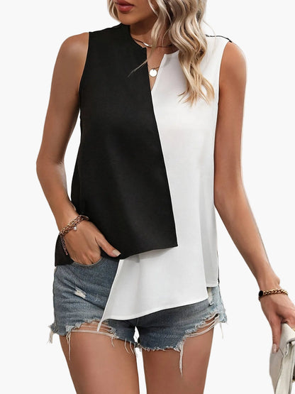 Dam Topp Elegant Asymmetrisk Ärmlös Sommarblus för Fritid och Fest
