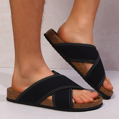 Herr Sandaler med Korsade Remmar – Stilrena och Bekväma Sandaler för Vardagsbruk