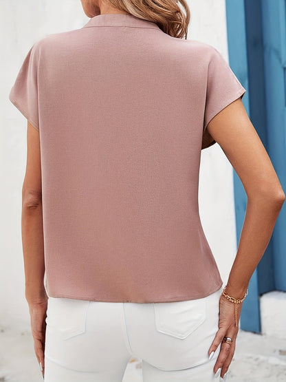 Dam Elegant Blus med Paljettdetaljer och V-ringning – Perfekt för Kontor och Fest
