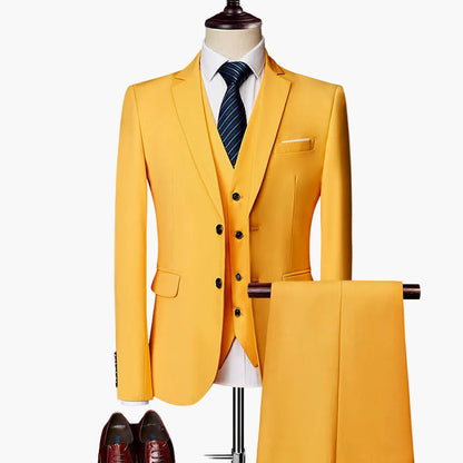 Herr Elegant 3-Delad Kostymset Slim Fit Formell Bröllop & Affär