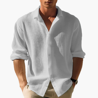 Herr Skjorta – Avslappnad Button-Down, Sommarstil, Perfekt för Fritid & Semester