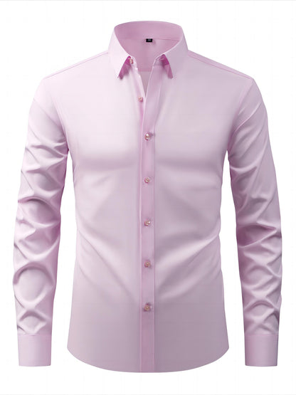 Herrskjorta Elegant Slim Fit Långärmad för Vardagsbruk och Fest