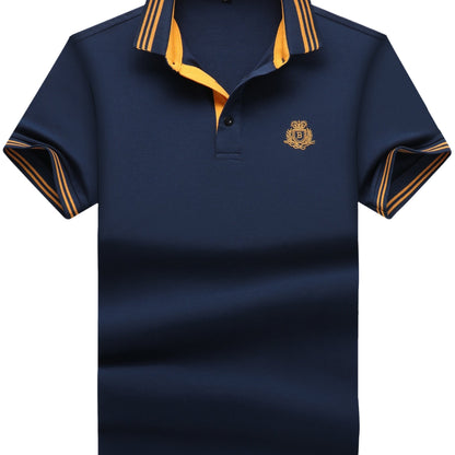 Herr Pikétröja med Sportig Klassikerstil och Broderad Bröstlogotyp – Perfekt för Fritid och Golf