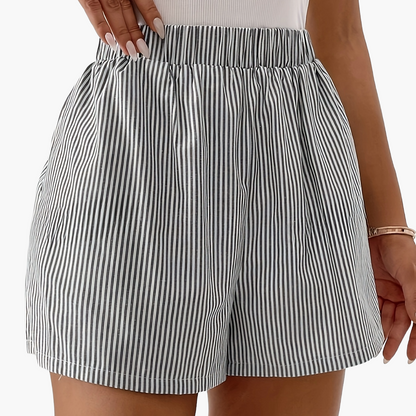 Damshorts med hög midja, randigt mönster, elegant sommarstil