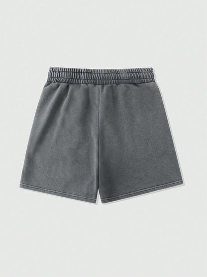 Herrshorts Streetwear med Hustle-tryck, avslappnad stil för vardagsbruk