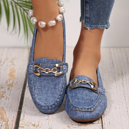 Damloafers Slip-on med Kedjedetalj Elegant Vardagsstil