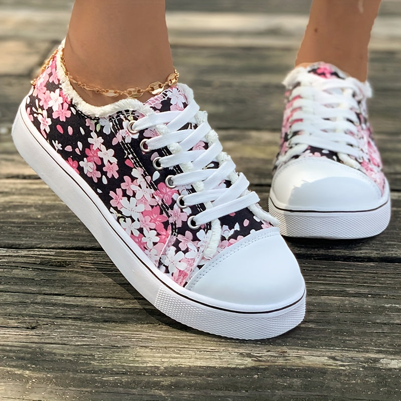 Dam Sneakers Blommiga Vardagsskor Trendig Fritidssko