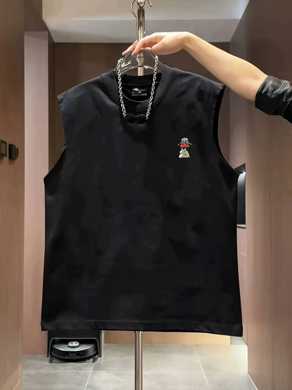 Herrarnas ärmlösa streetwear t-shirt med tecknad anka och urban stil