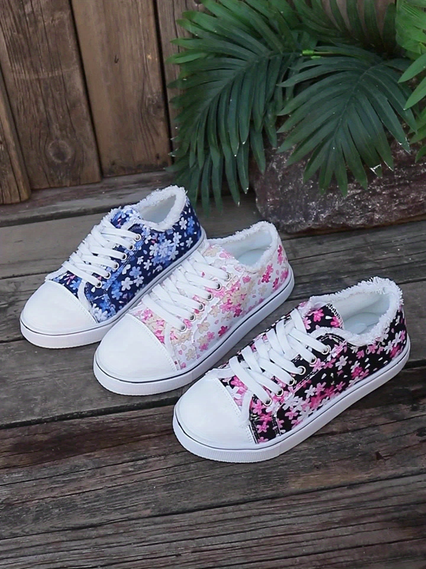 Dam Sneakers Blommiga Vardagsskor Trendig Fritidssko
