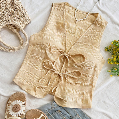 Dam Väst med Knytband och Boho-Design för Avslappnade Sommaroutfits