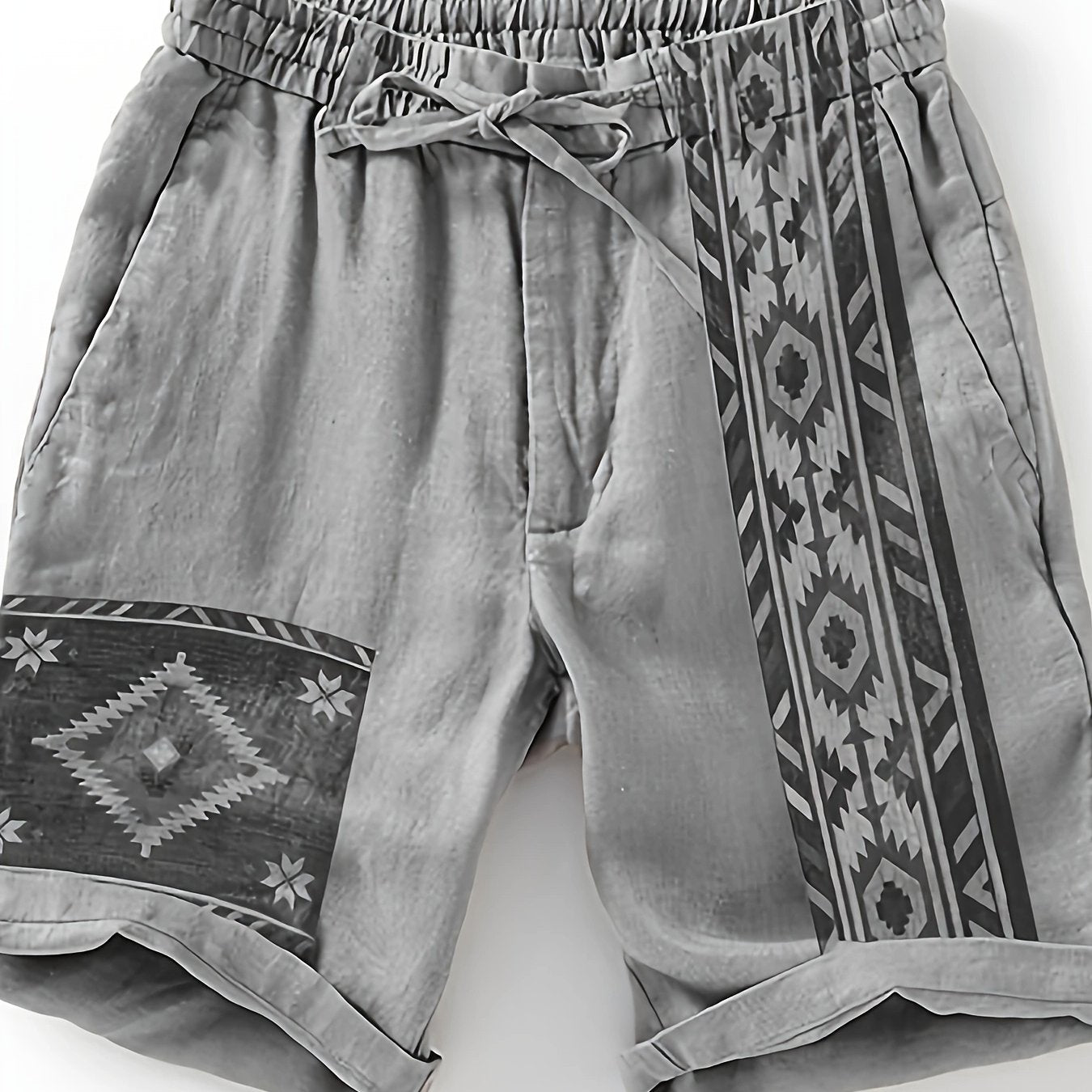 Herrshorts med etnisk och geometrisk design – Trendiga avslappnade shorts för sommar och semester