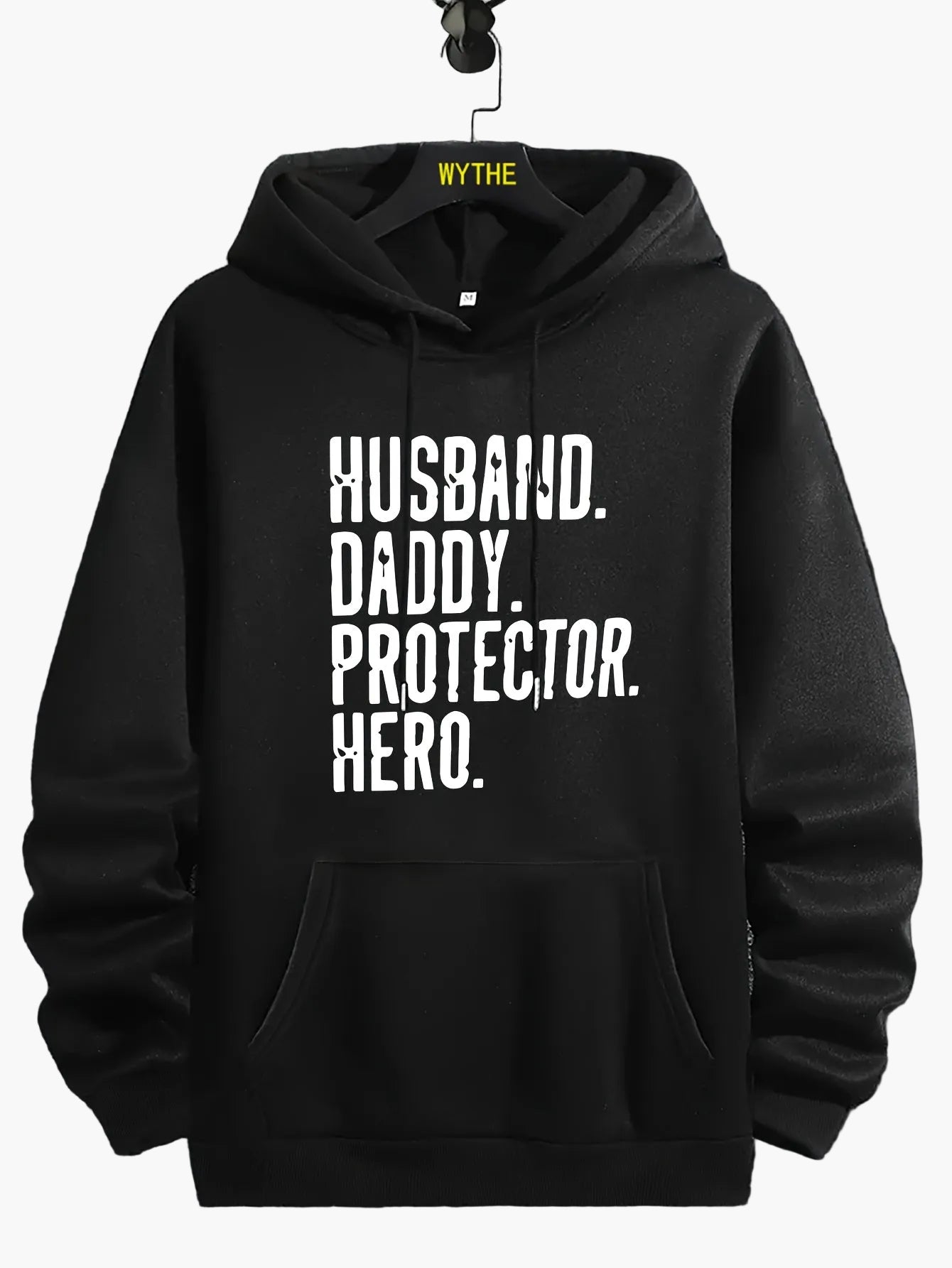 Herr Hoodie med Text – Husband Daddy Protector Hero – Casual Stil för Fars Dag och Familjeaktiviteter