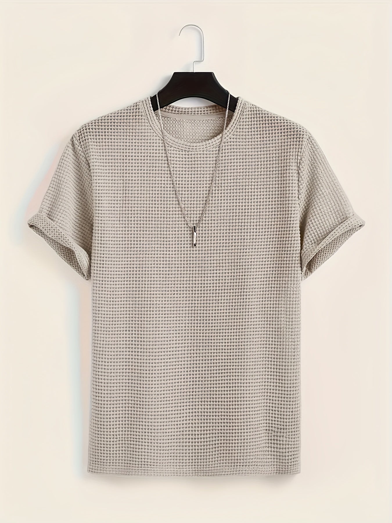 Herr T-shirt med modern nätstruktur och avslappnad passform – Perfekt för vardag och semester