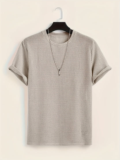 Herr T-shirt med modern nätstruktur och avslappnad passform – Perfekt för vardag och semester
