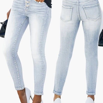 Damjeans Skinny Hög Midja Trendig Streetstil