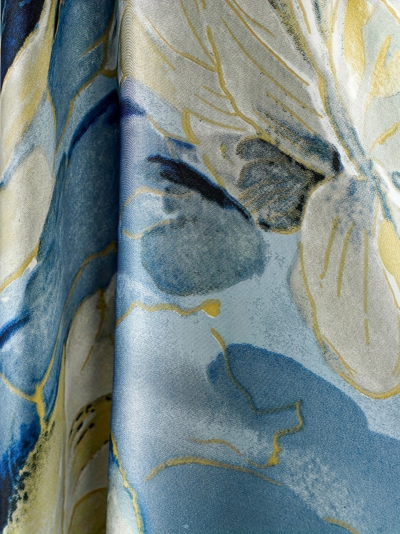 Dam Poncho Kaftan Boho Asymmetrisk Strandtunika med Blommönster