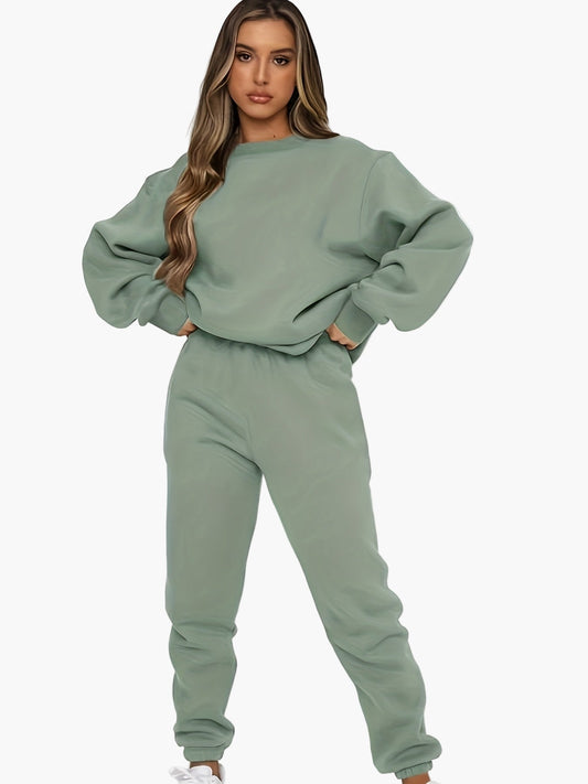 Damers avslappnade träningsset – Elegant sweatshirt och byxa för vardag och fritid