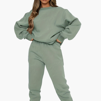 Damers avslappnade träningsset – Elegant sweatshirt och byxa för vardag och fritid
