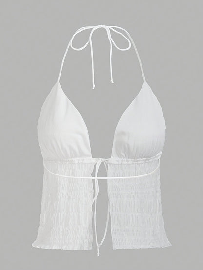 Dam Halterneck Ruched Party Camisole Topp – Trendigt Festmode
