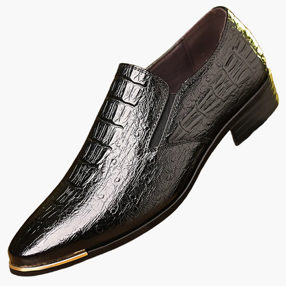Herr loafers eleganta slip-on skor med krokodilmönster för fest och vardag