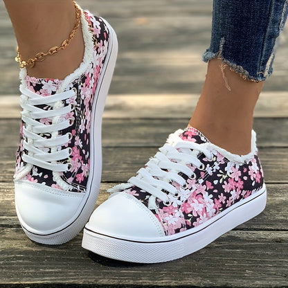 Dam Sneakers Blommiga Vardagsskor Trendig Fritidssko