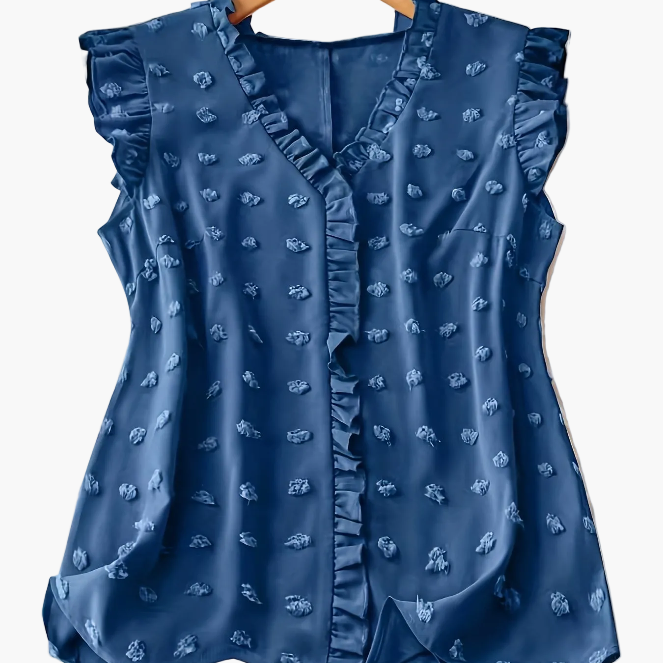 Dam Elegant Blus med Volangdetaljer och V-ringning för Vardagsbruk