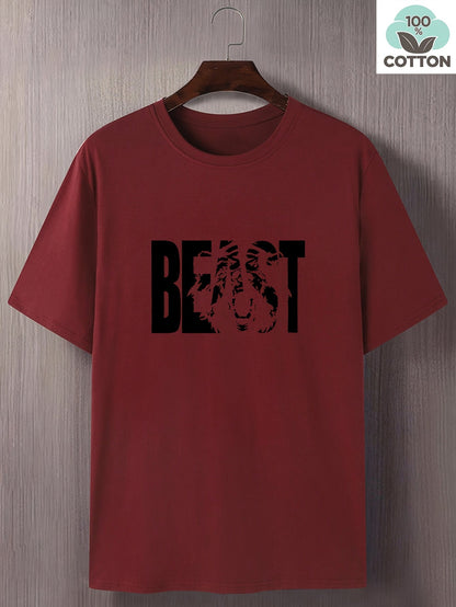 Herr T-shirt med BEAST-tryck – Trendig och avslappnad stil för stora storlekar