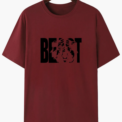 Herr T-shirt med BEAST-tryck – Trendig och avslappnad stil för stora storlekar