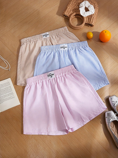 Damers randiga avslappnade pyjamasshorts – perfekt för vardagskomfort och sommar