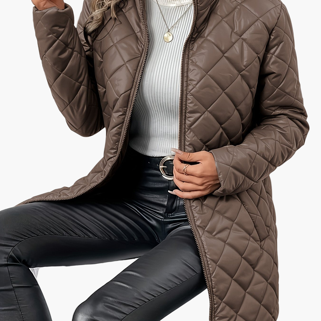 Dam quiltad vardagsjacka med elegant design – perfekt för höst och vinter
